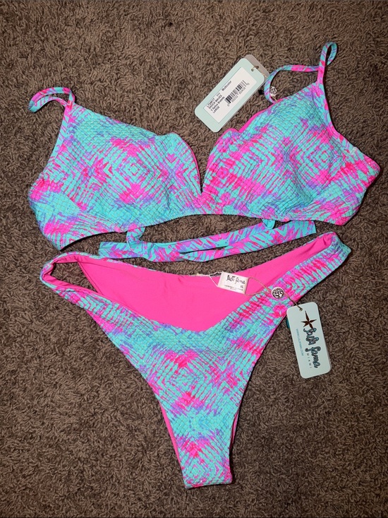 Luli Fama Other - Luli fama bikini Pink & Aqua glitter Bikini Set